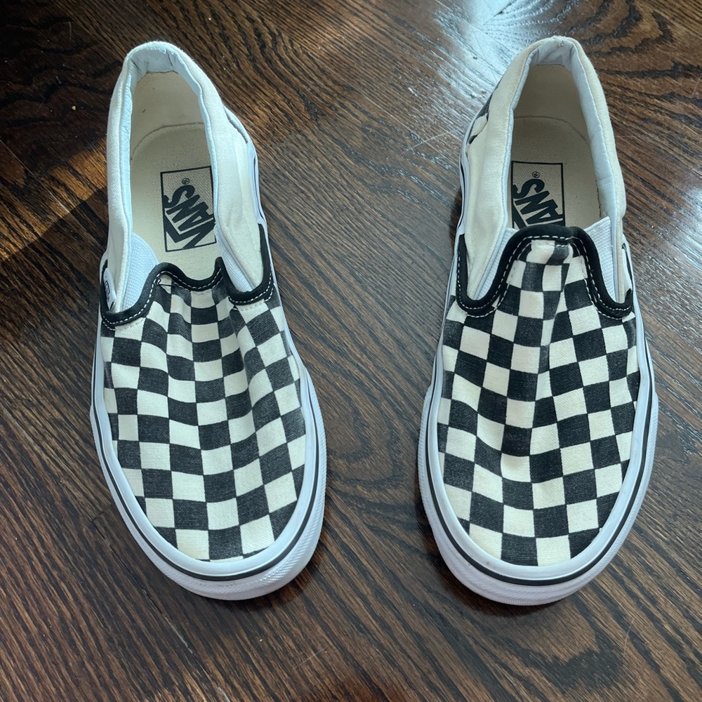 Vans checkered slip ons - black size 6